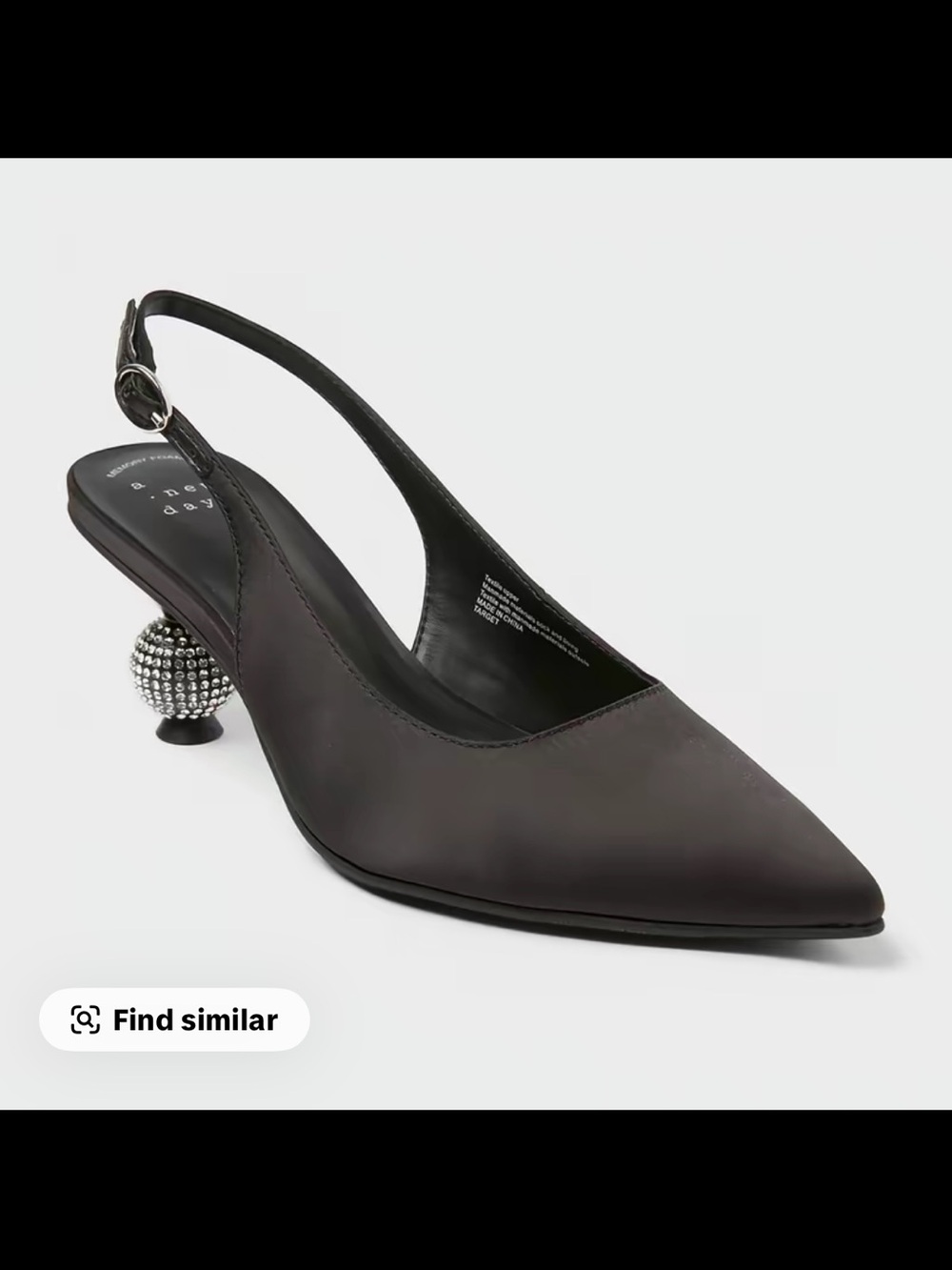 A New Day Black Pointed Slingback Pump with Embellished Sphere Heel